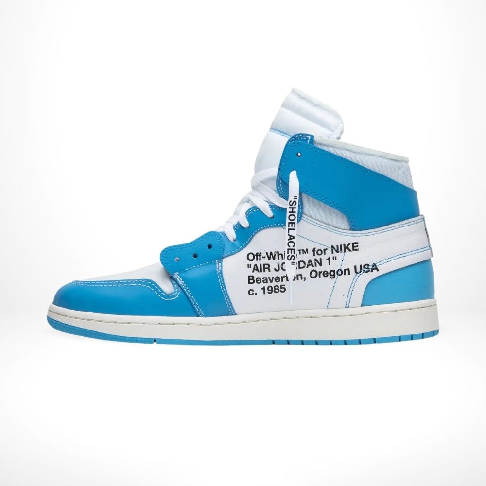 Air Jordan 1 High x in Off White University Blue White - product image from the listing.