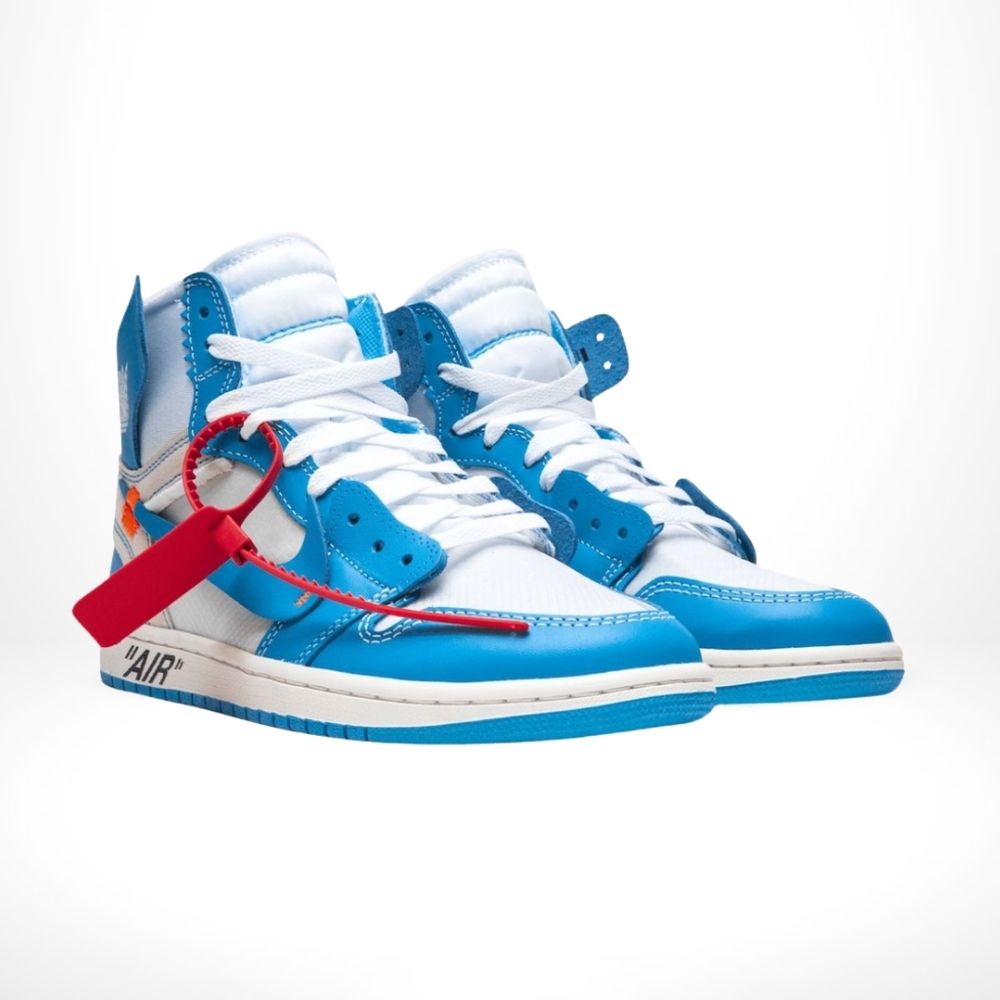 Air Jordan 1 High x in Off White University Blue White - product image from the listing.