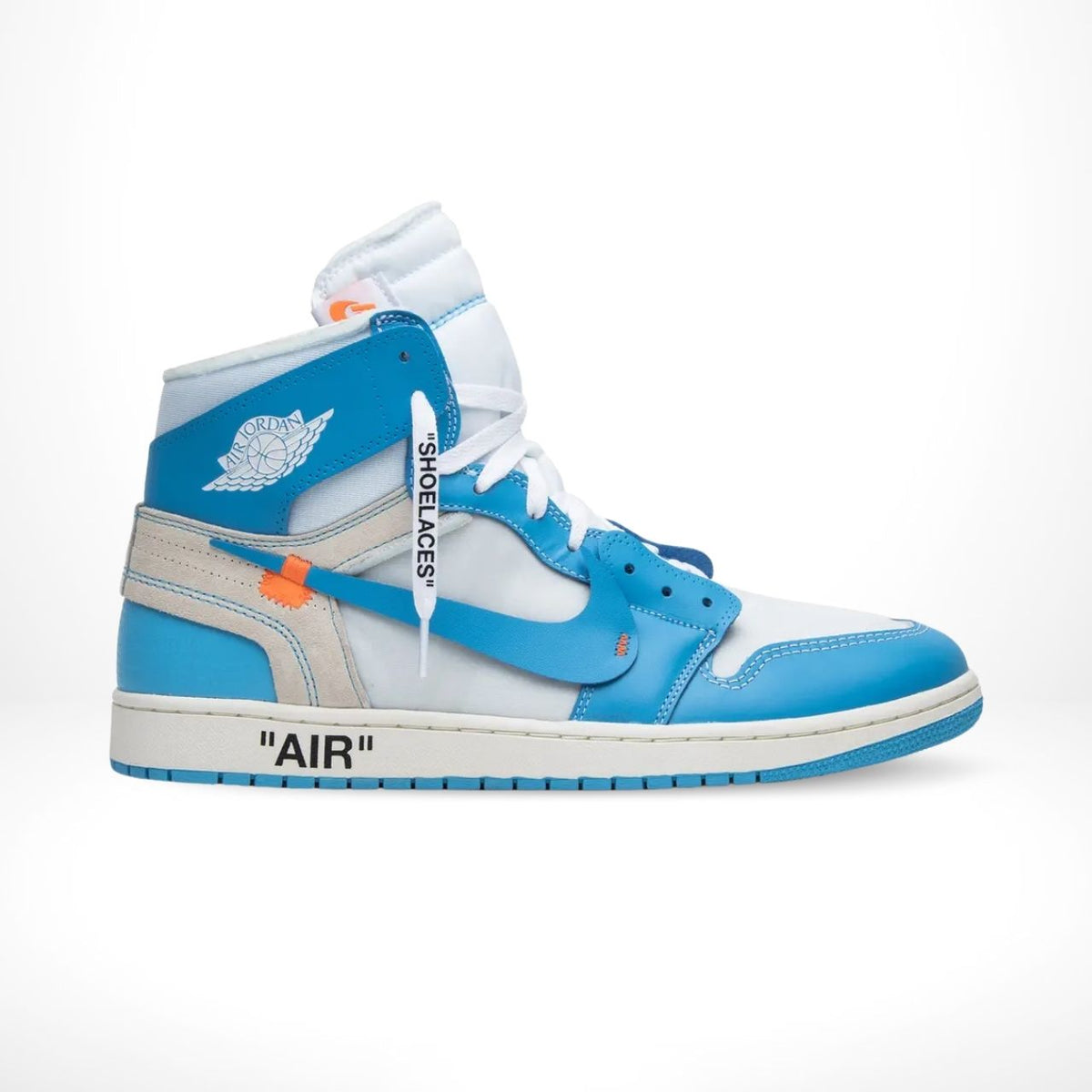 Air Jordan 1 High x in Off White University Blue White - product image from the listing.