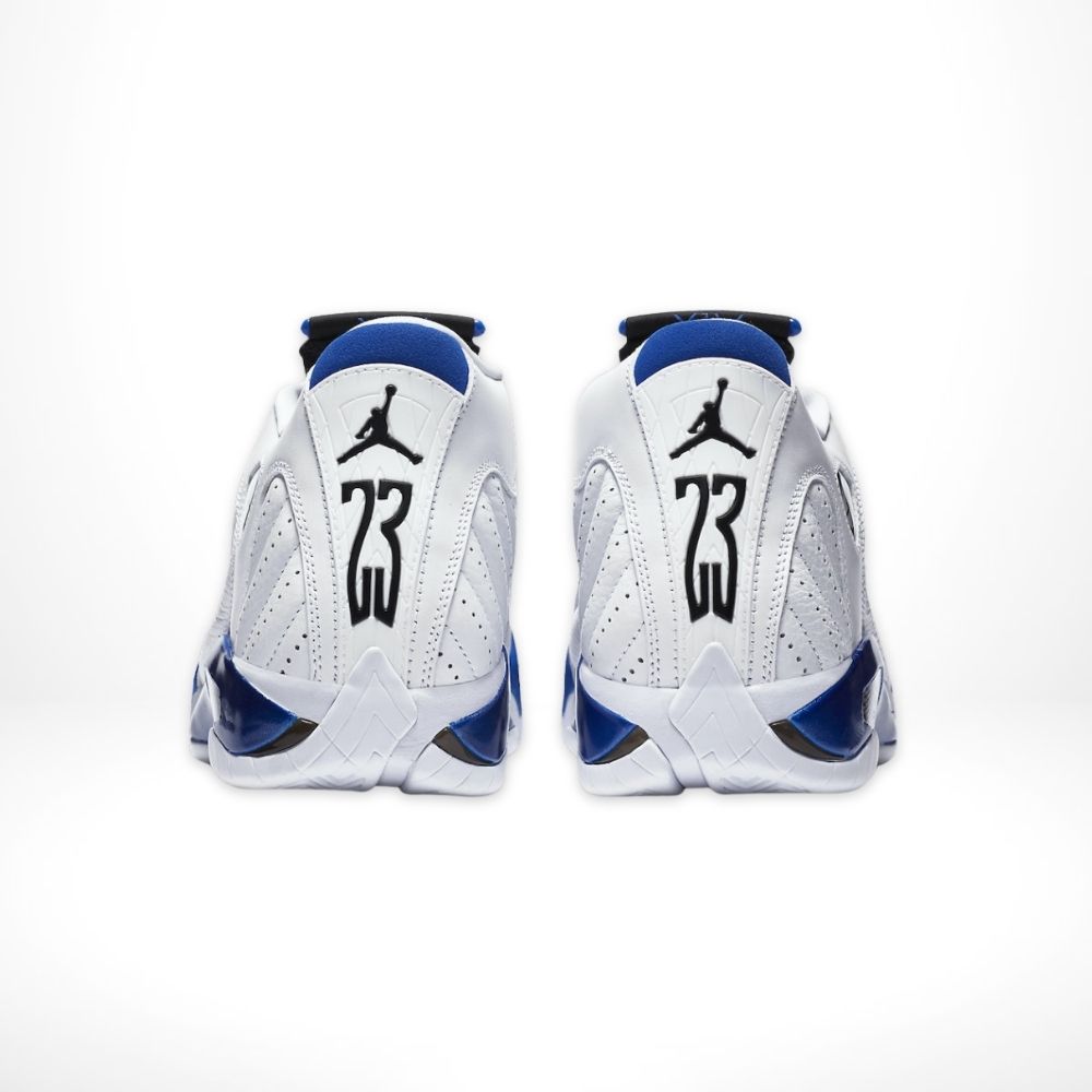 Air Jordan 14 Retro in Hyper Royal White - product image from the listing.