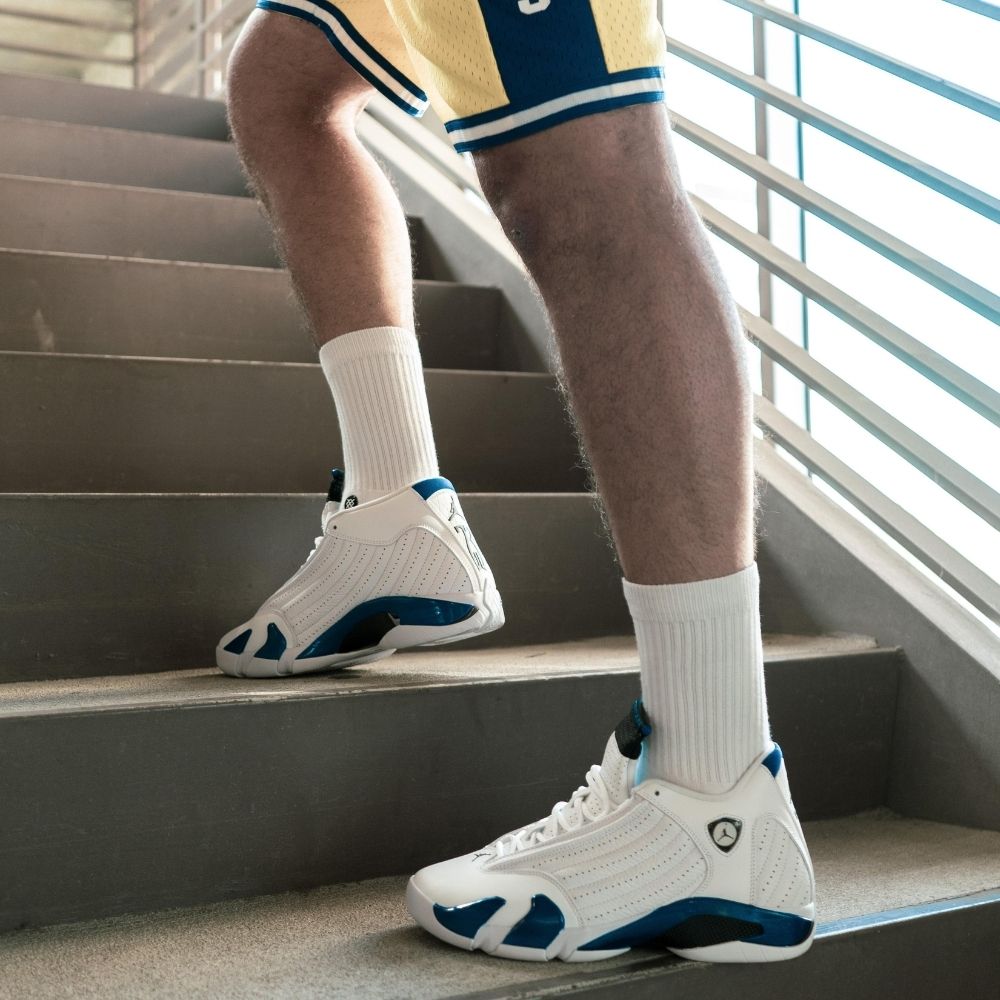 Air Jordan 14 Retro in Hyper Royal White - product image from the listing.