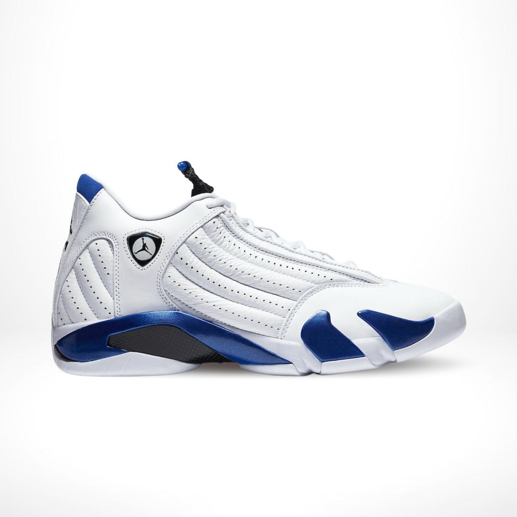 Air Jordan 14 Retro in Hyper Royal White - product image from the listing.