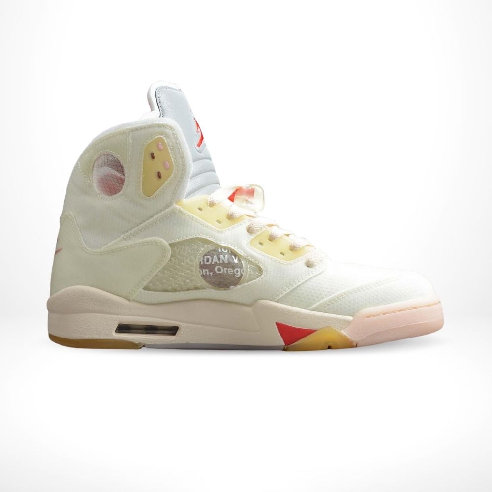 Air Jordan 5 Retro x Off-White in Cream - product image from the listing.
