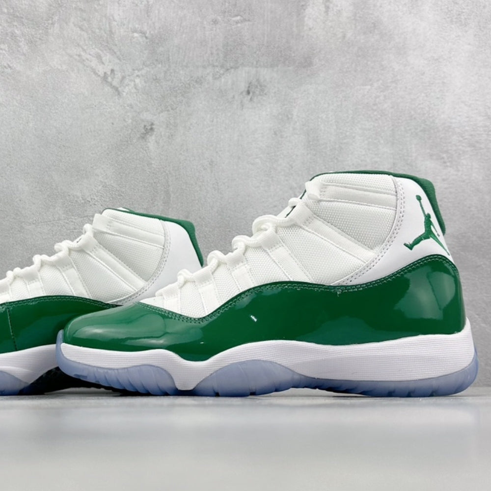 Air Jordan 11 Retro High in White And Green - product image from the listing.