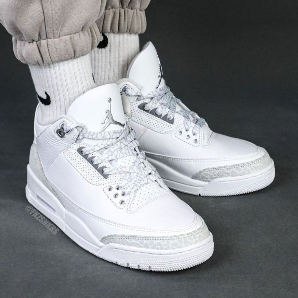 Air Jordan 3 Retro Pure Money in White - product image from the listing.