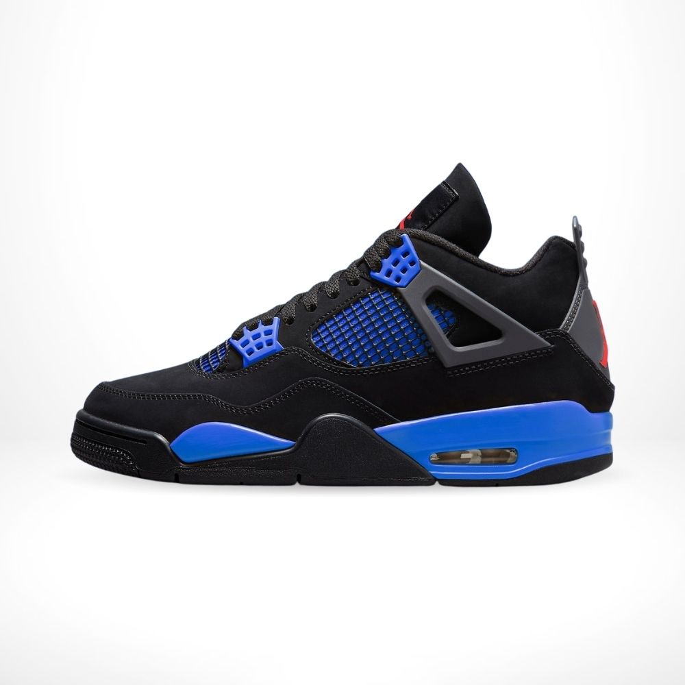 Air Jordan 4 in Black Deep Royal Blue - product image from the listing.
