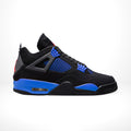 Air Jordan 4 in Black Deep Royal Blue - product image from the listing.