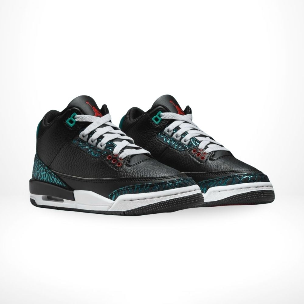 Air Jordan 3 in Black and Hyper Jade - product image from the listing.