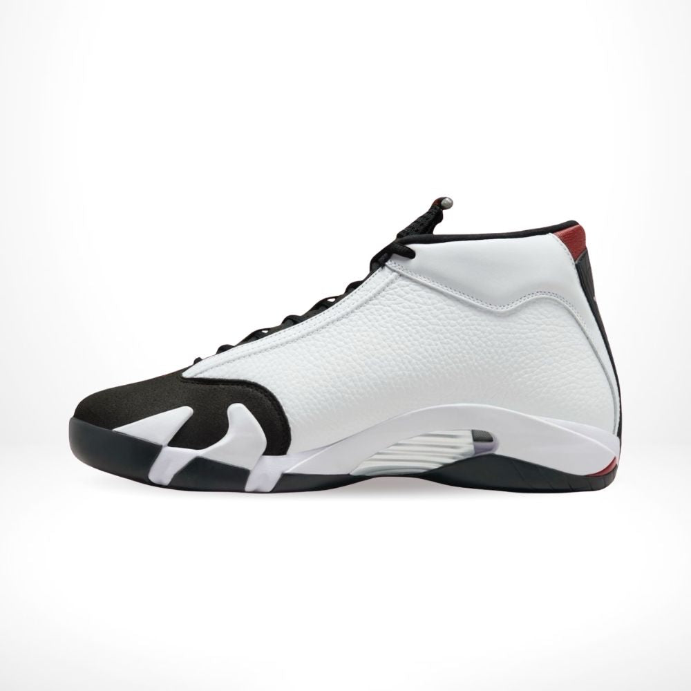 Air Jordan 14 OG Black Toe White Black Varsity in Red - product image from the listing.