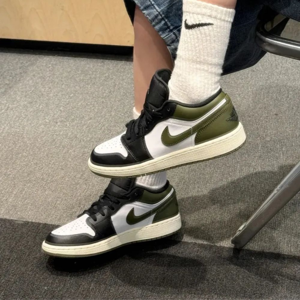 Air Jordan 1 Low Black Toe Medium in Olive - product image from the listing.