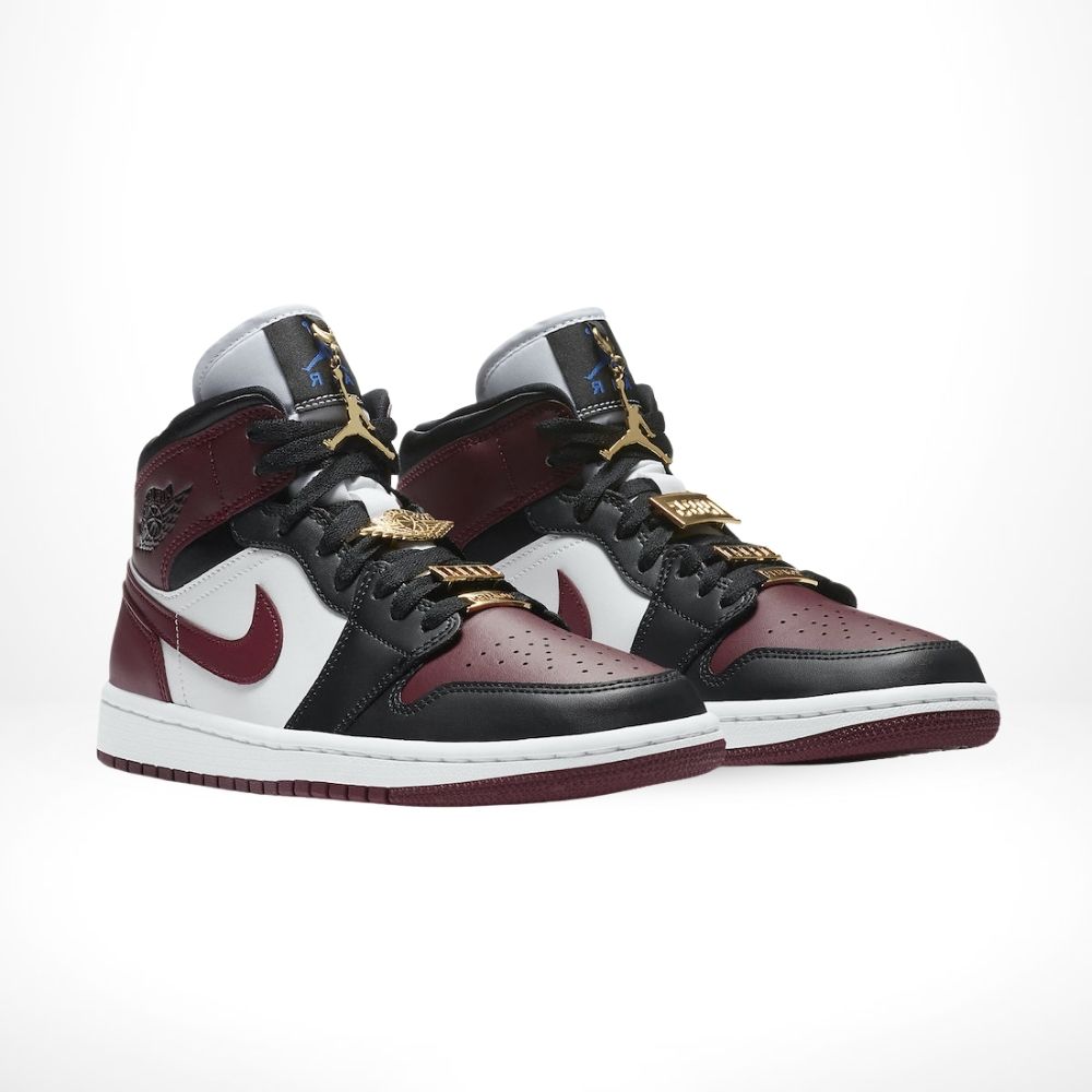 Black / Dark Beetroot (CZ4385-016) - Air Jordan 1 Mid SE Gold Pendants - product image from the listing.