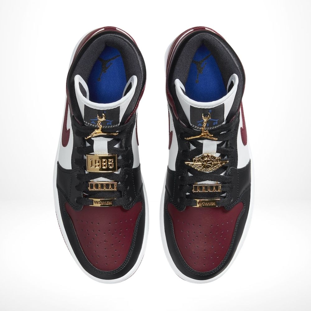 Black / Dark Beetroot (CZ4385-016) - Air Jordan 1 Mid SE Gold Pendants - product image from the listing.