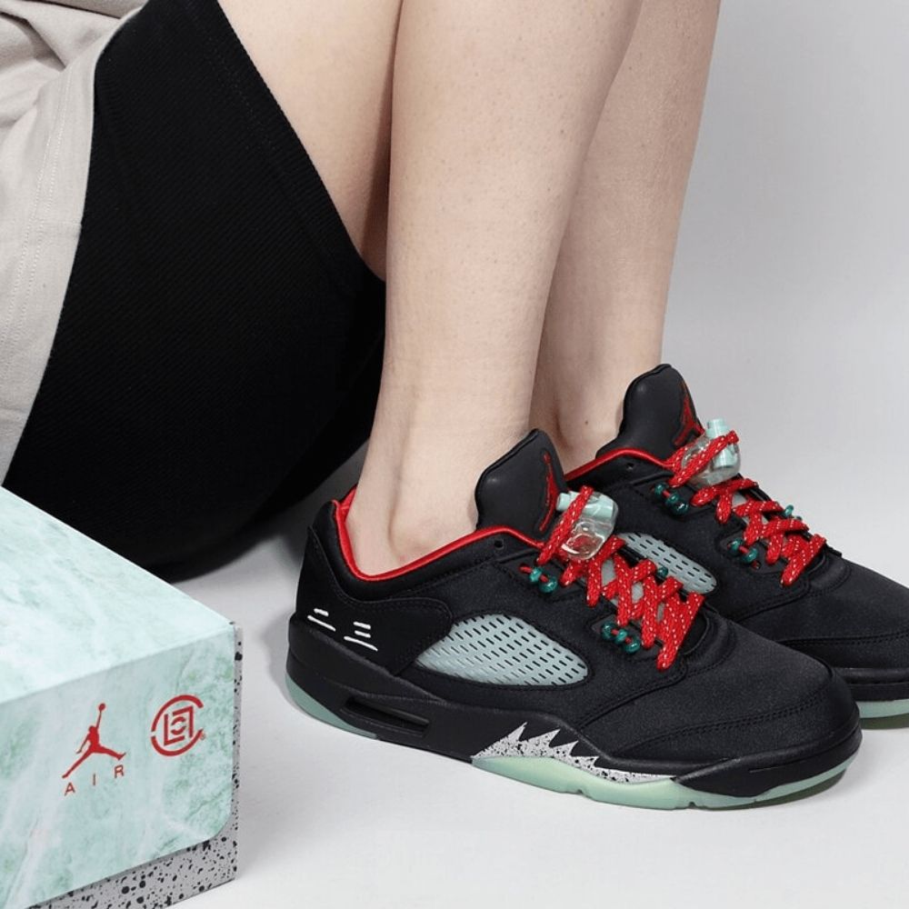 Air Jordan 5 Retro Low x CLOT in Jade Black - product image from the listing.