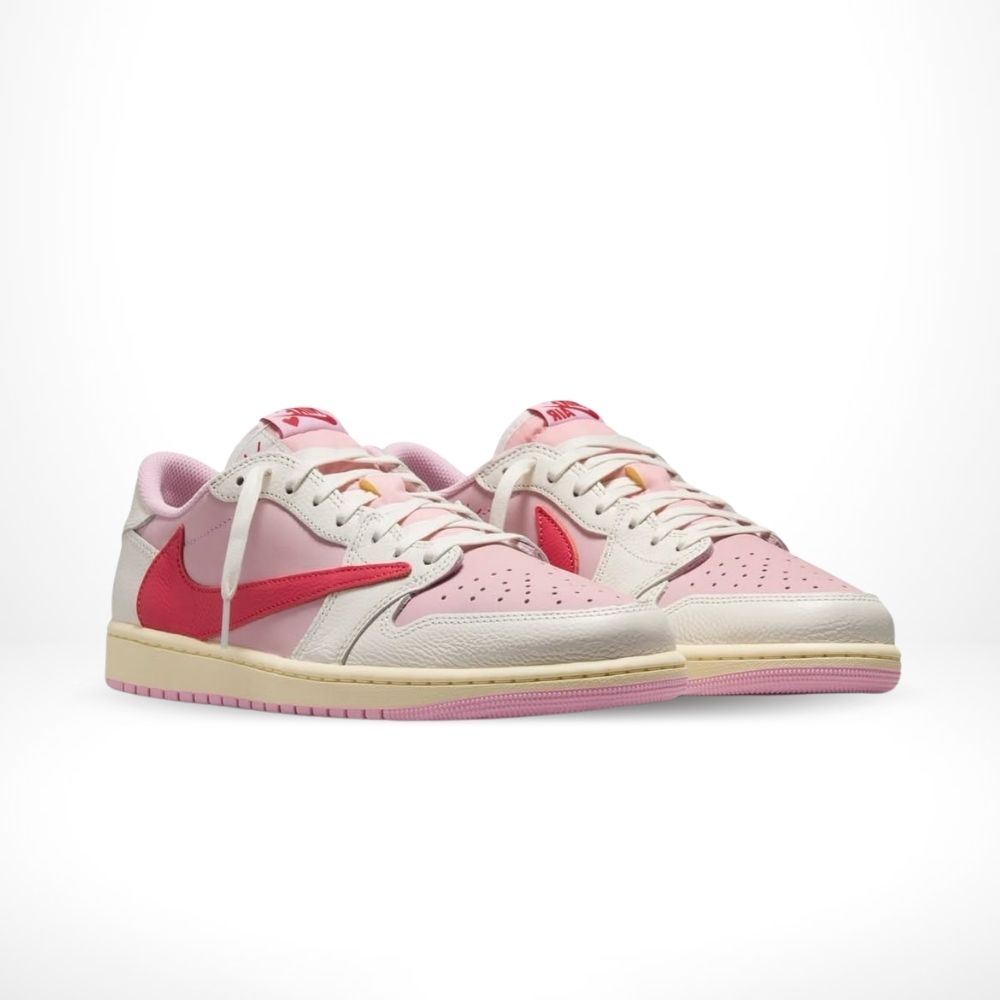 Air Jordan 1 Retro Low OG x Travis Scott Sail Tropical in Pink - product image from the listing.