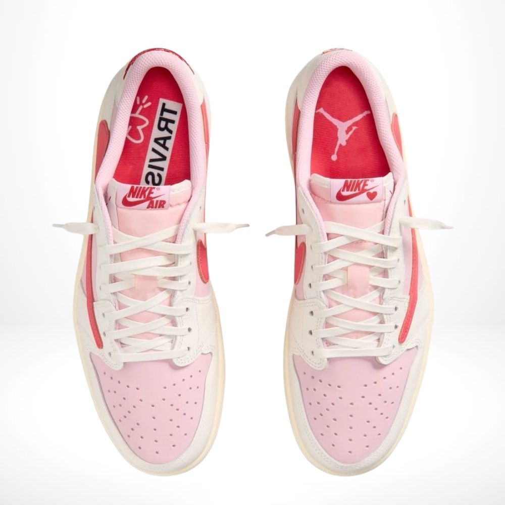 Air Jordan 1 Retro Low OG x Travis Scott Sail Tropical in Pink - product image from the listing.