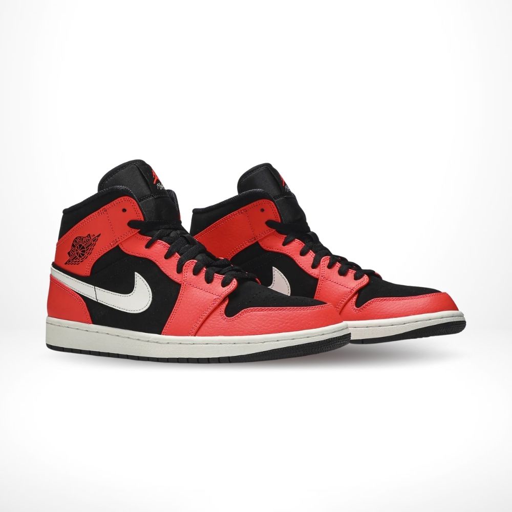 Air Jordan 1 Mid Infrared 23 in Black Red - product image from the listing.