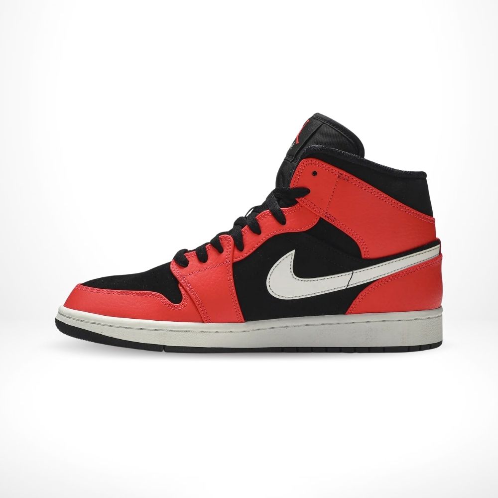 Air Jordan 1 Mid Infrared 23 in Black Red - product image from the listing.