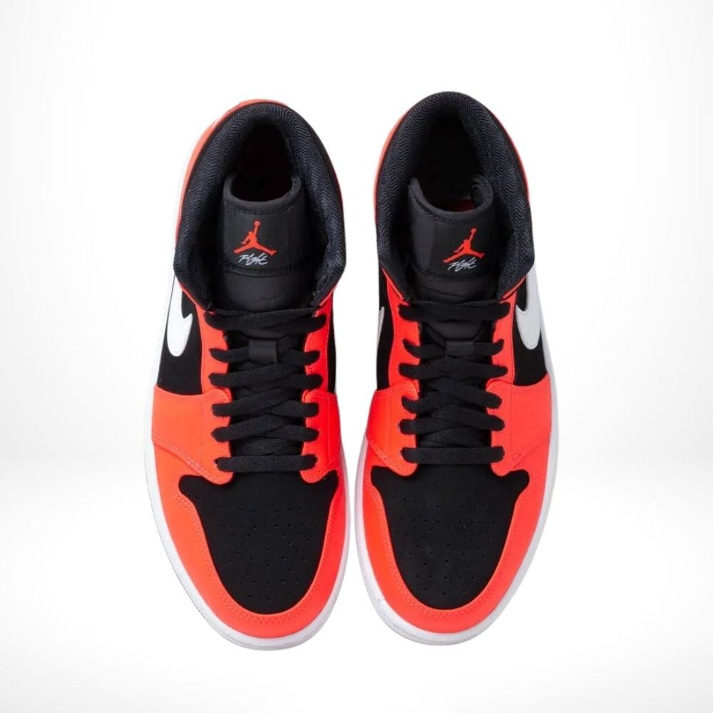 Air Jordan 1 Mid Infrared 23 in Black Red - product image from the listing.
