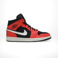 Air Jordan 1 Mid Infrared 23 in Black Red - product image from the listing.