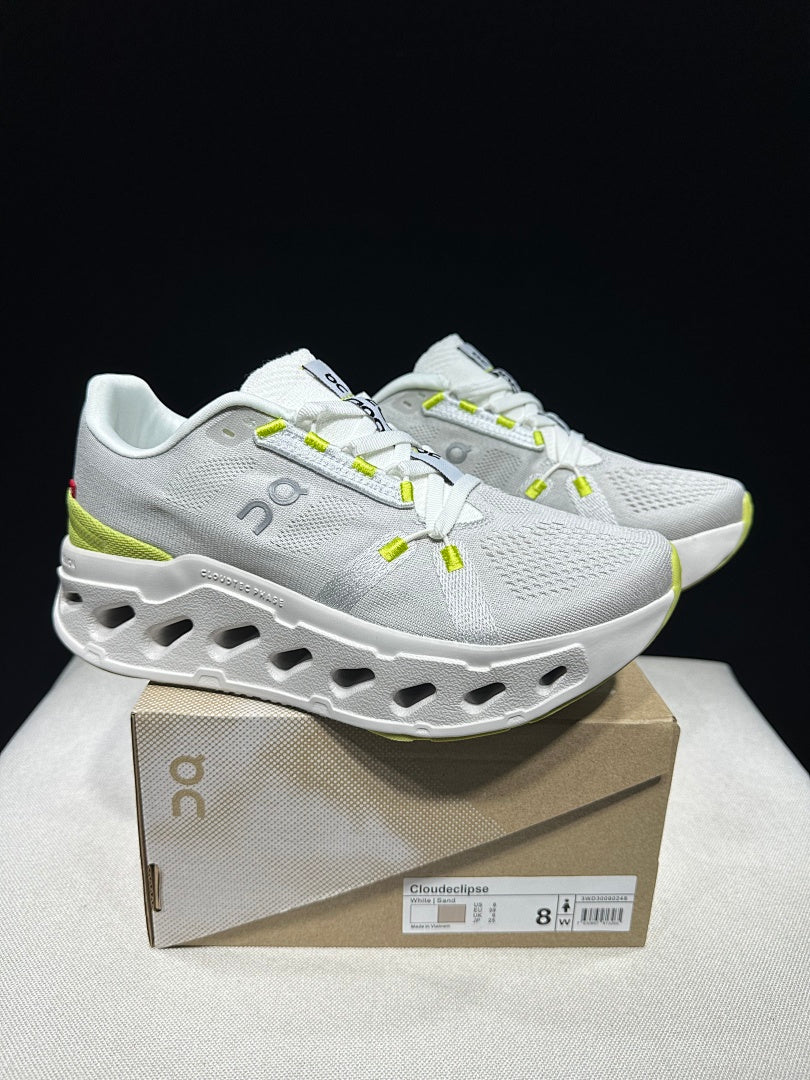 On Cloudeclipse Running Sneakers in White Green - product image from the listing.