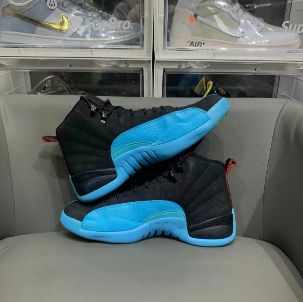 Air Jordan 12 Retro Gamma High-Top Sneakers in Blue 130690-027 - product image from the listing.