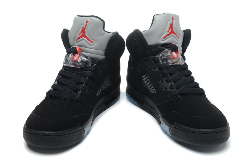 Air Jordan 5 Retro Black and Silver High-Top Sneakers - product image from the listing.