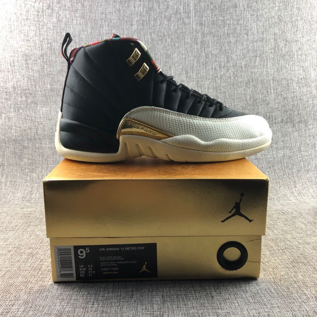 Air Jordan 12 CNY Patchwork High-Top Sneakers Black - product image from the listing.