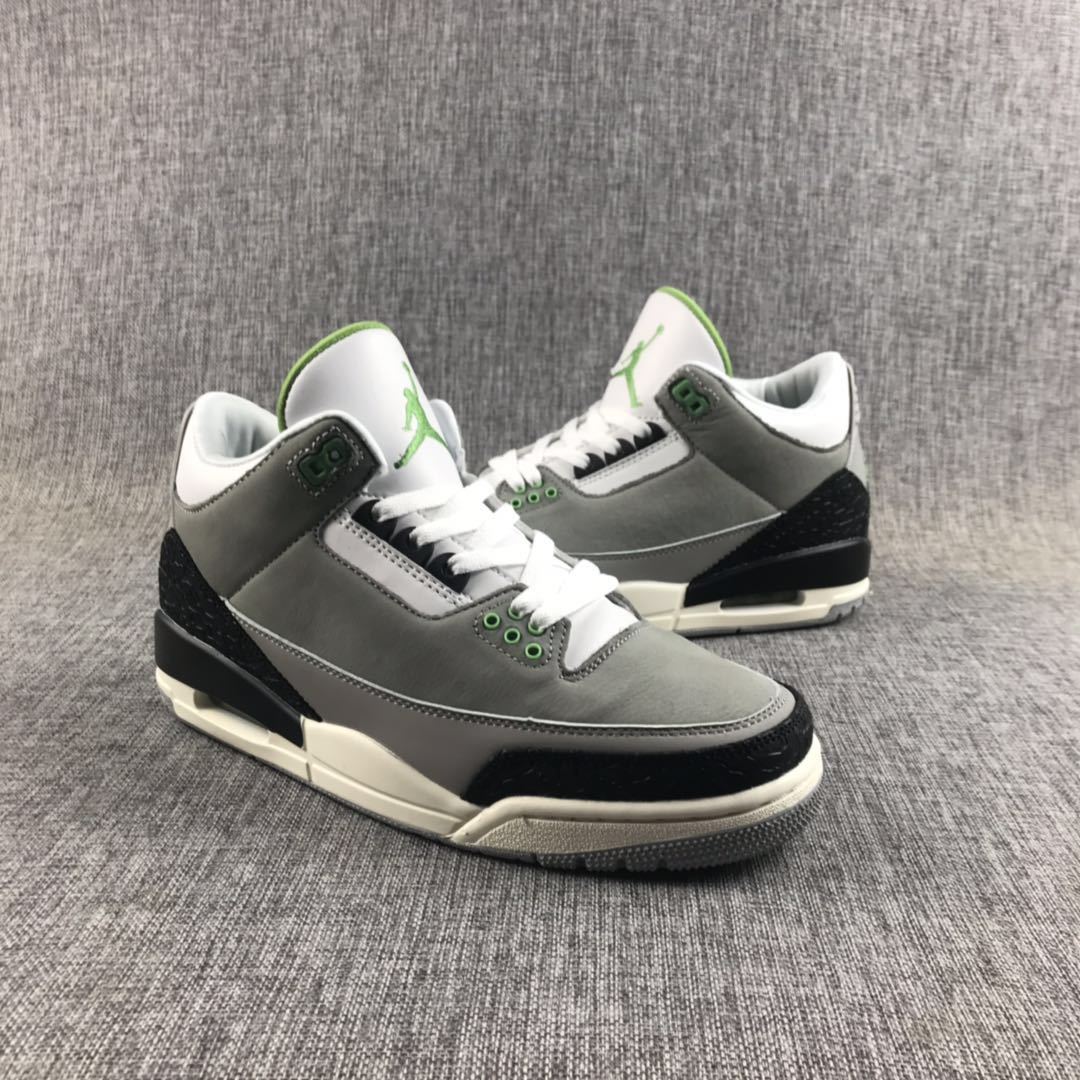 Air Jordan 3 Grey Green Sneakers 136064-006 - product image from the listing.
