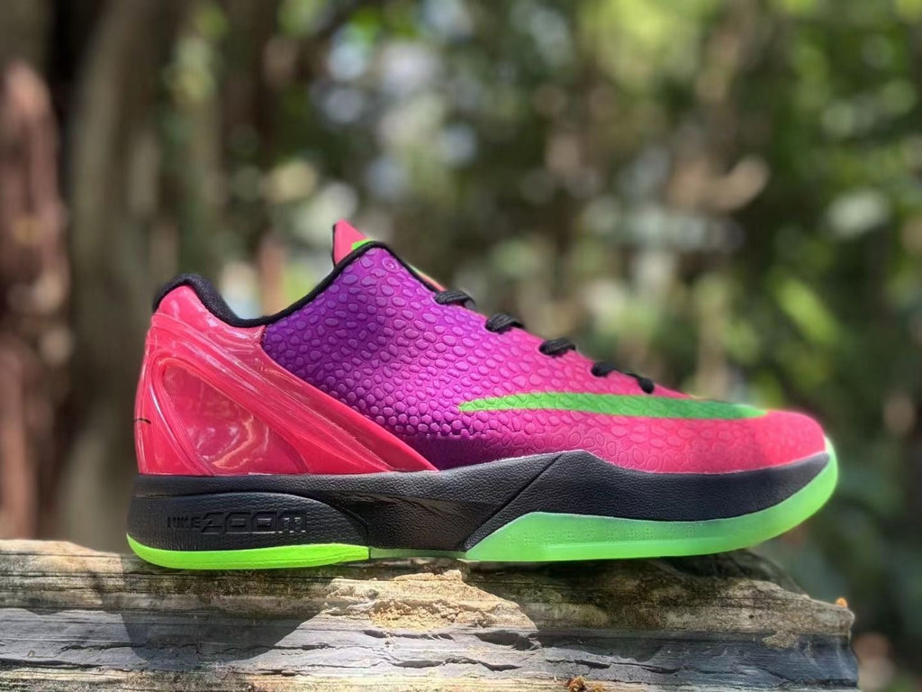 Nike Kobe 6 Basketball Shoes in Pink, in Purple and Volt Green - product image from the listing.