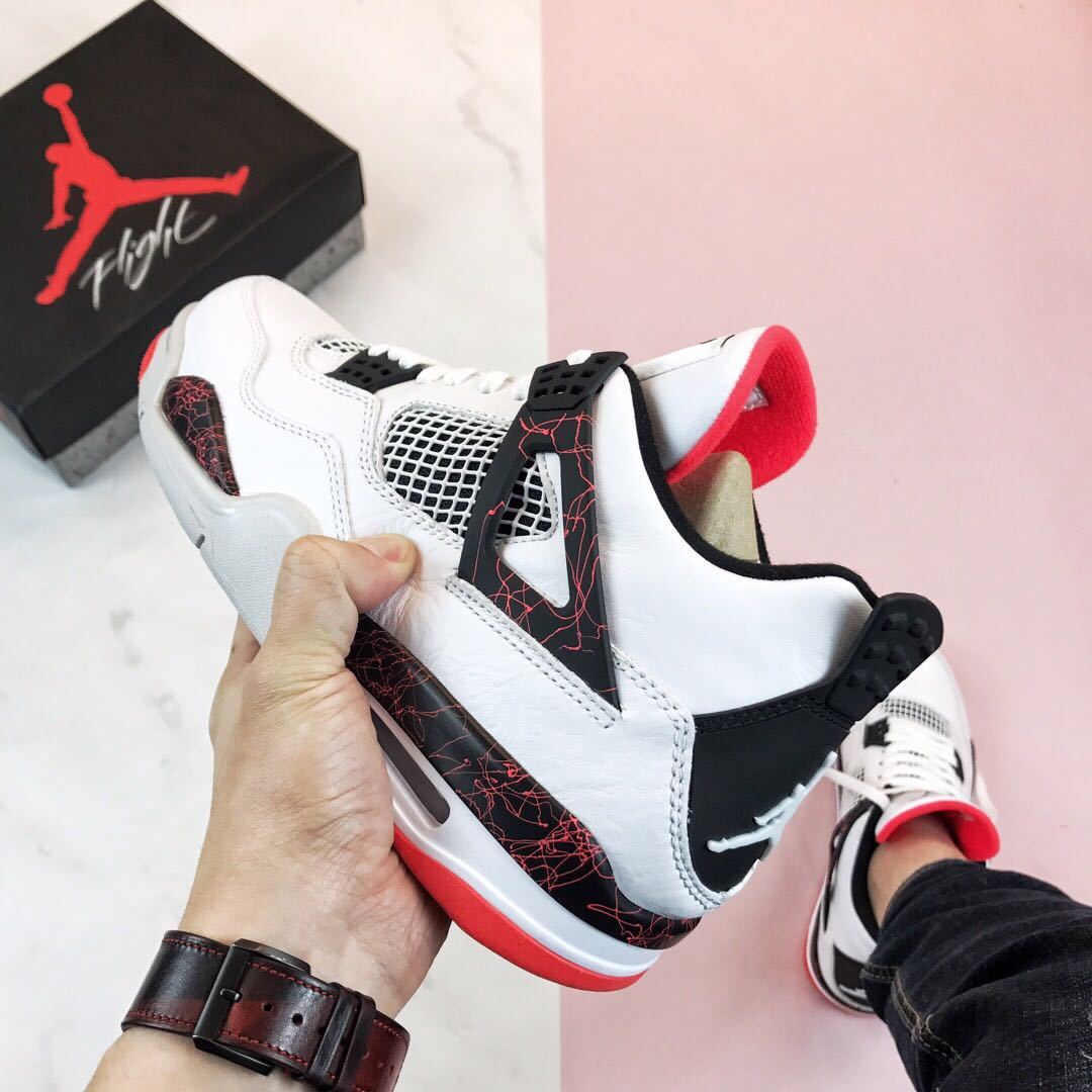 Air Jordan 4 Pale Citron Sneakers White Black Red - product image from the listing.