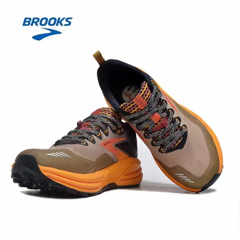 Tan and Orange Brooks Cascadia 16 Trail Running Shoes - product image from the listing.