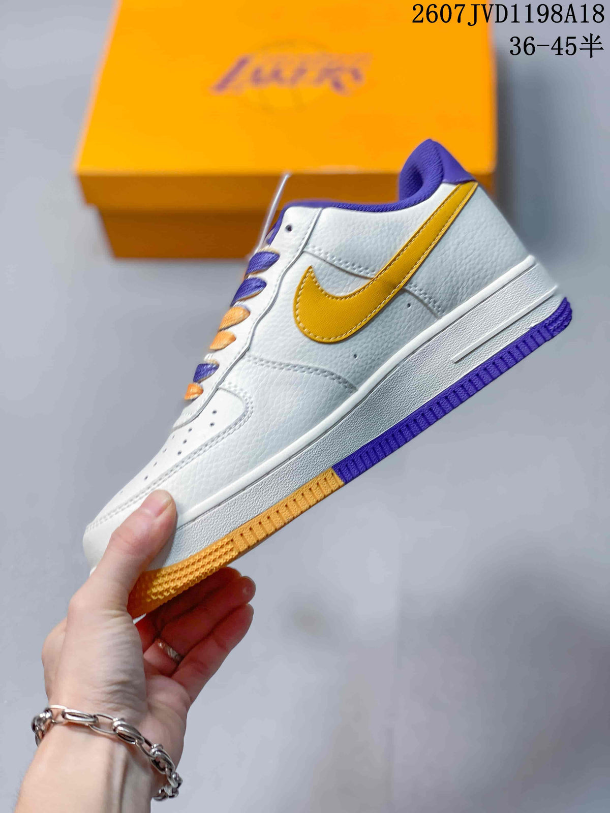 Nike Air Force 1 '07 Low Sneakers in White Purple Gold - product image from the listing.