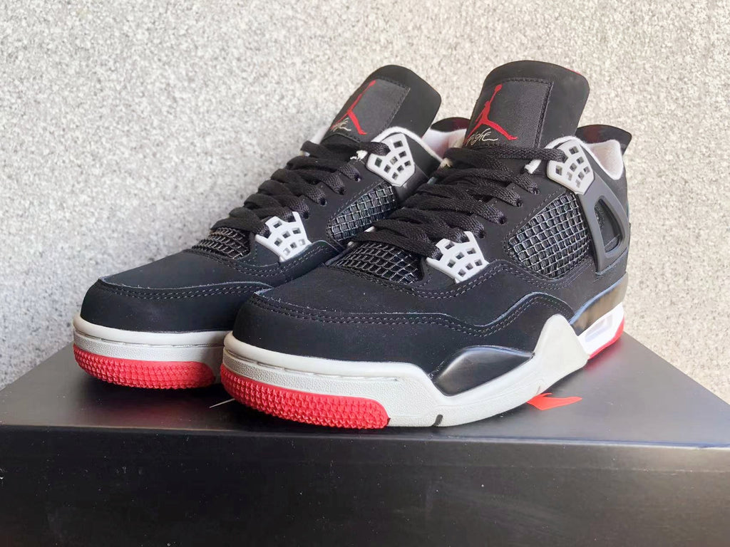 Air Jordan 4 Black Grey Red Sneakers - product image from the listing.