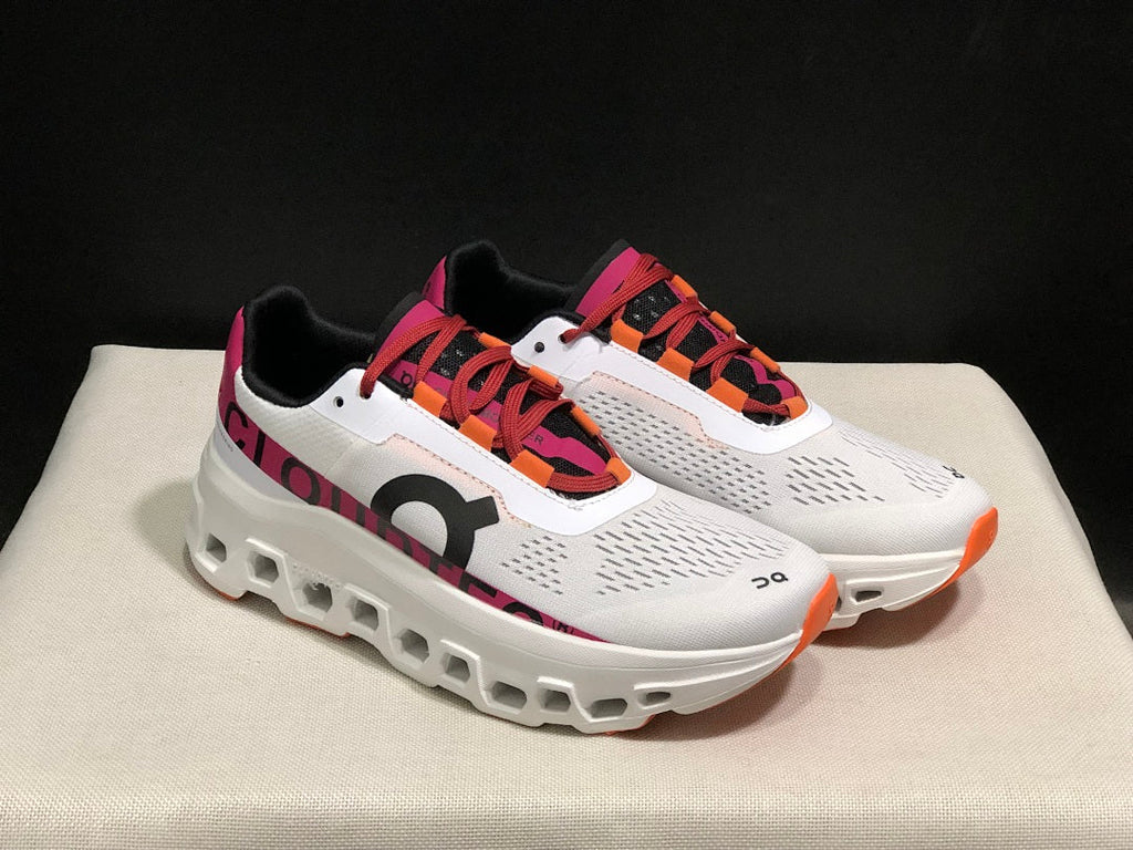 On Cloudmonster Cloud X Sneakers in White Pink - product image from the listing.