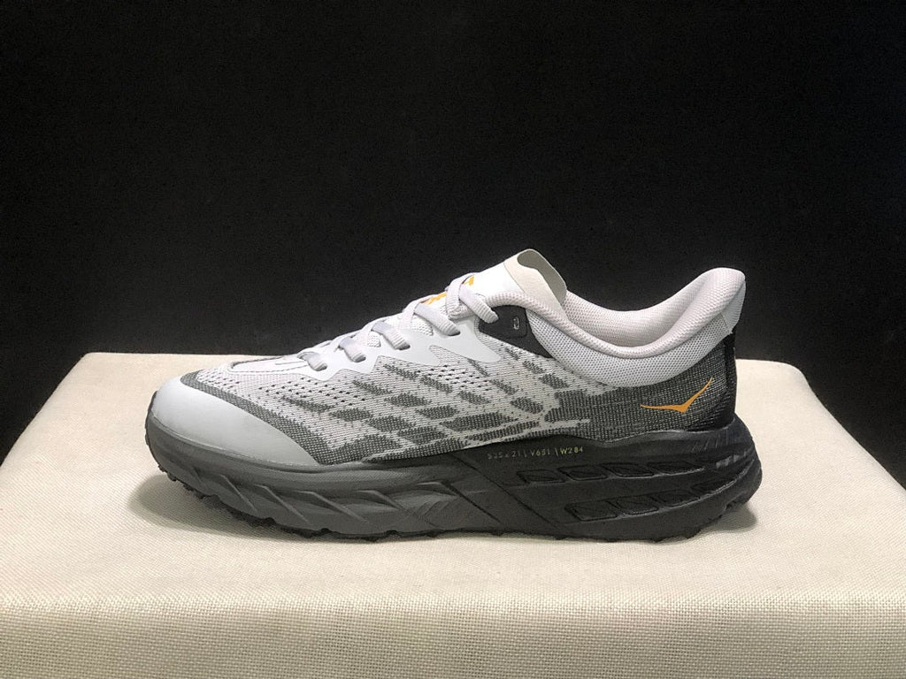 HOKA Speedgoat 5 Trail Running Shoes in White Gray - product image from the listing.