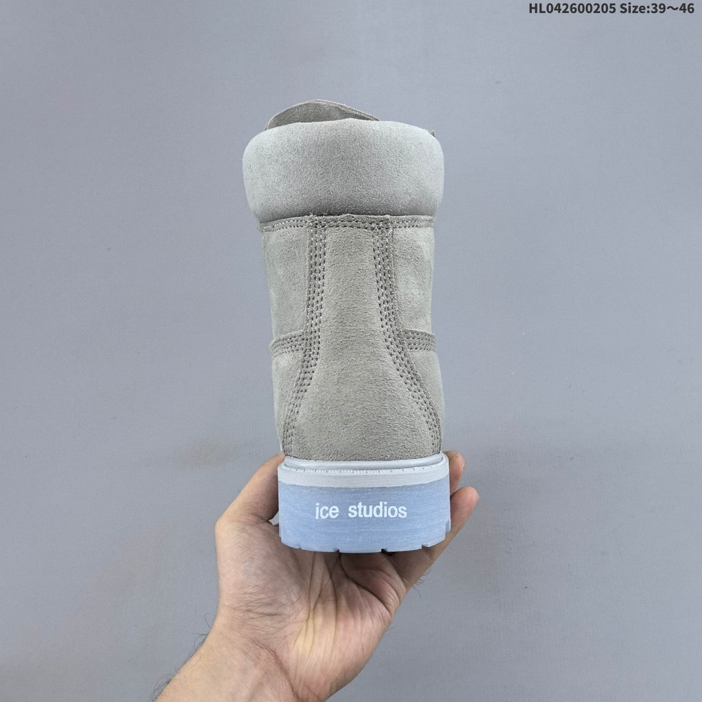 Gray Suede Timberland 6-Inch Lace-Up Boots - product image from the listing.