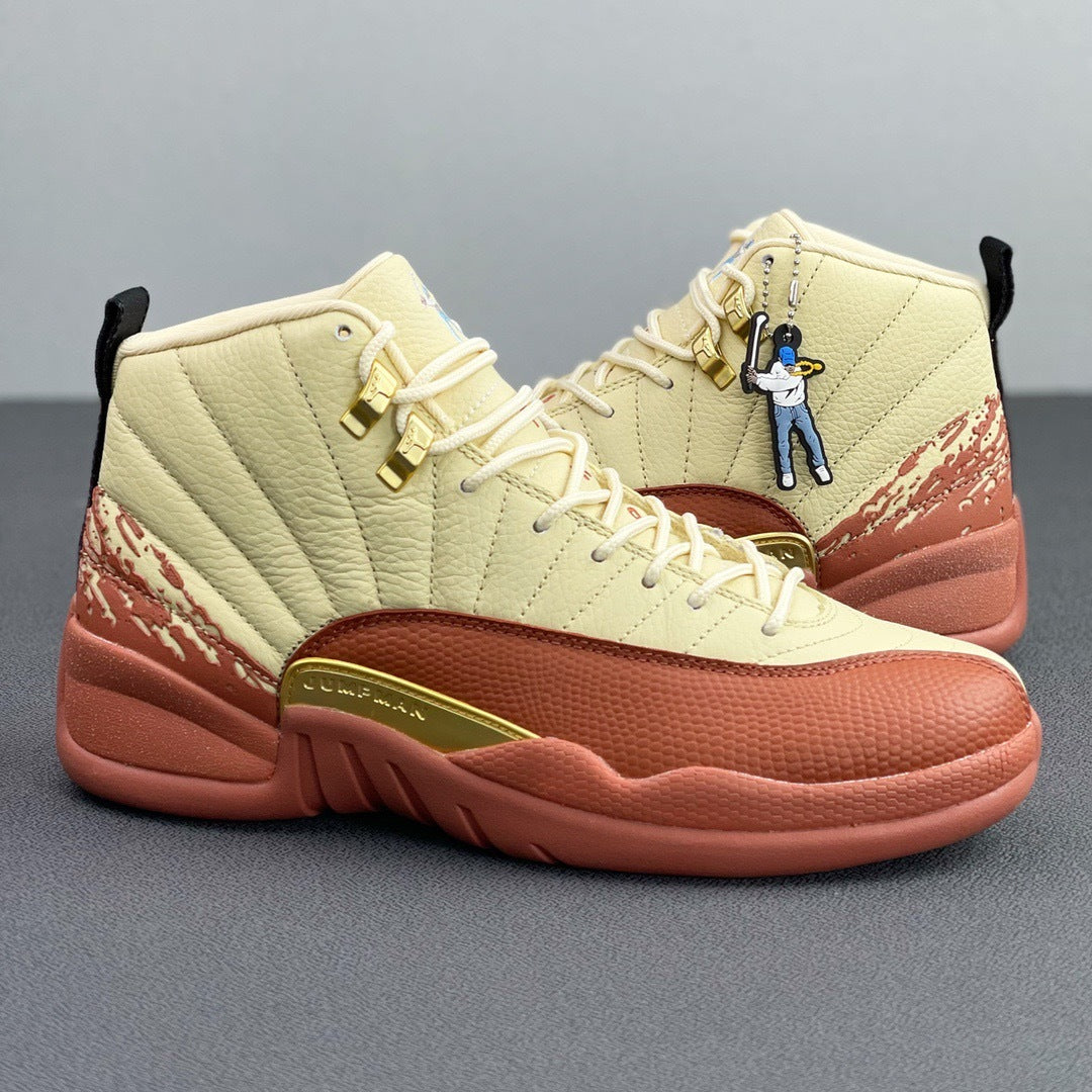 Jordan 12 Retro Eastside Golf Sneakers in Cream Brown DV1758-108 - product image from the listing.