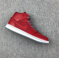 Red and Grey Jordan 1 Mid High-Top Sneakers - product image from the listing.