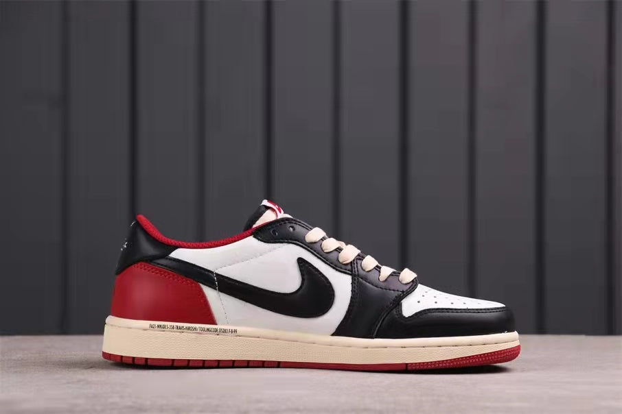 Air Jordan 1 Low White Black Red Sail Sneakers - product image from the listing.