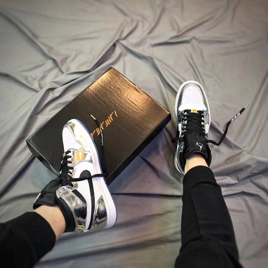 Air Jordan 1 Pass The Torch High-Top Sneakers Silver White - product image from the listing.