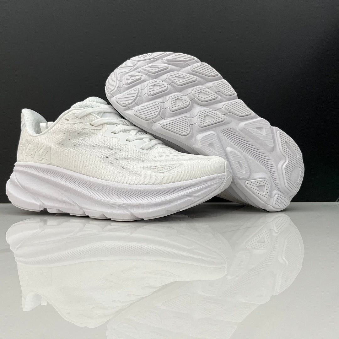 HOKA Clifton 9 Running Sneakers in White - product image from the listing.