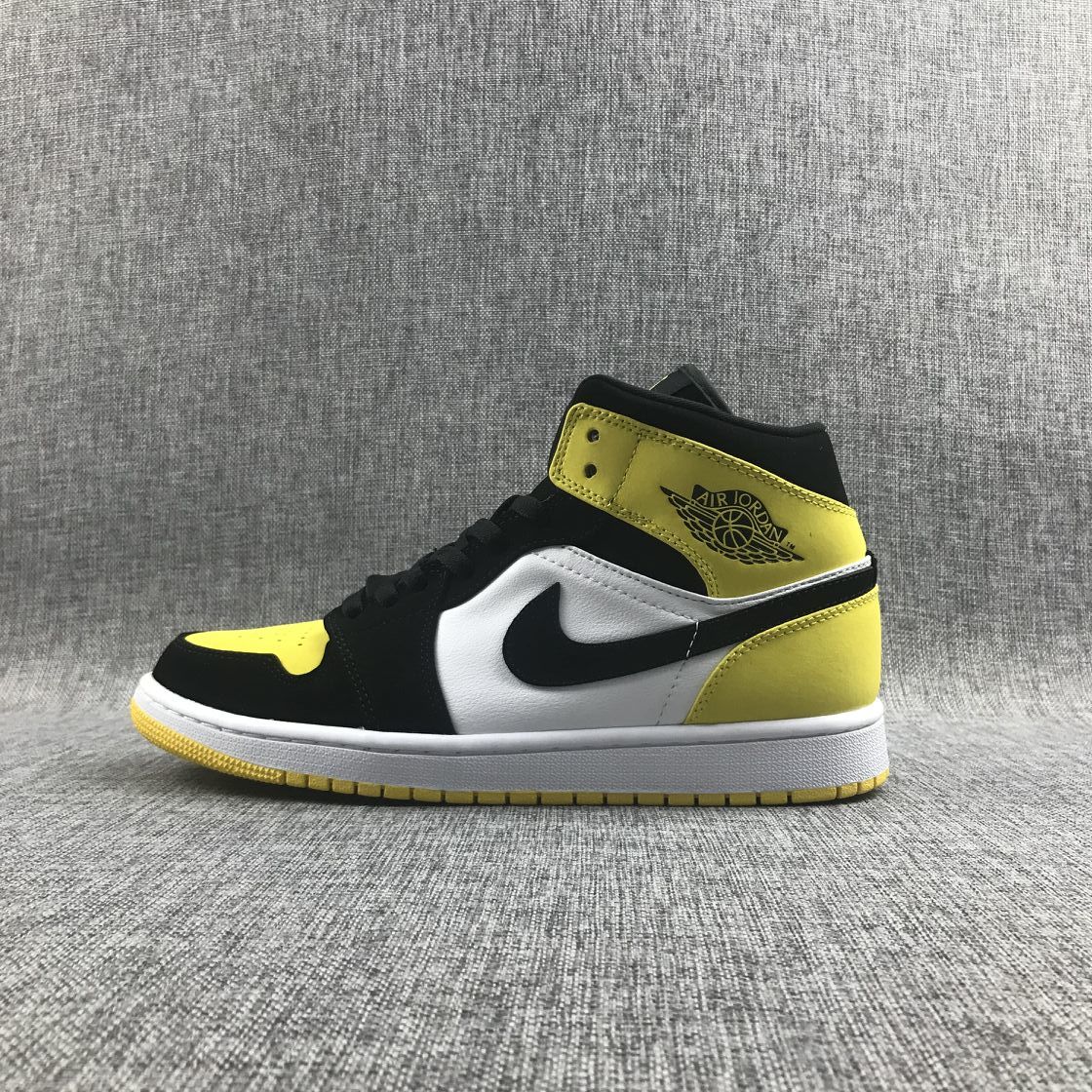 Black Yellow Toe Sneakers - Air Jordan 1 Mid SE 852542-071 - product image from the listing.