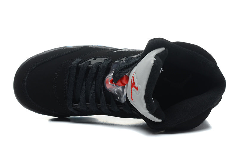 Air Jordan 5 Retro Black and Silver High-Top Sneakers - product image from the listing.