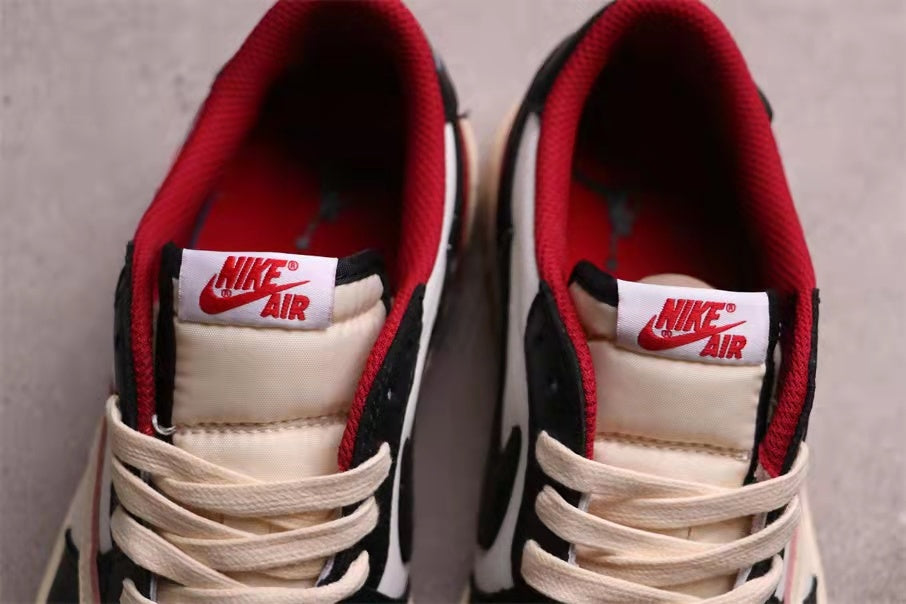 Air Jordan 1 Low White Black Red Sail Sneakers - product image from the listing.