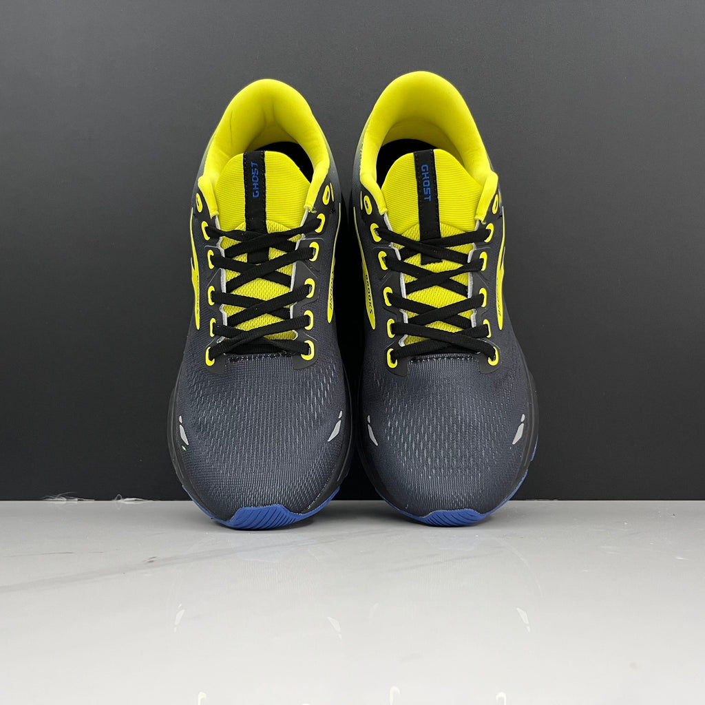 Brooks Ghost 15 Running Shoes, in Charcoal Yellow Blue - product image from the listing.