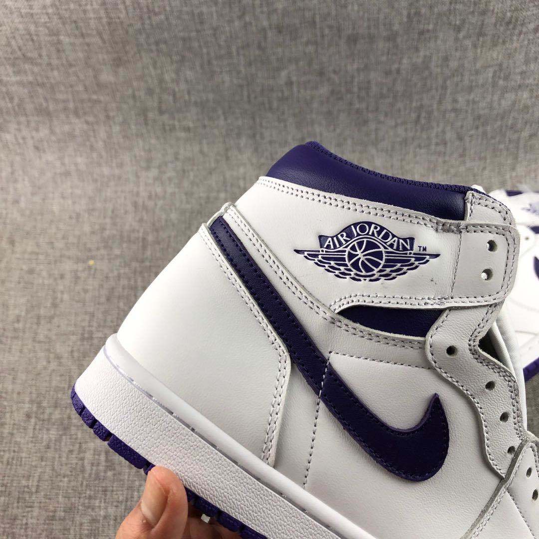 Air Jordan 1 Court Purple High-Cut Sneakers White/Purple CD0461-151 - product image from the listing.