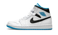 "White / Laser Blue" Air Jordan 1 Mid - product image from the listing.