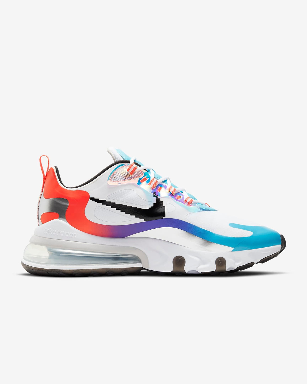Nike Air Max 270 React Sneakers in White Blue Orange DC0833-101 - product image from the listing.