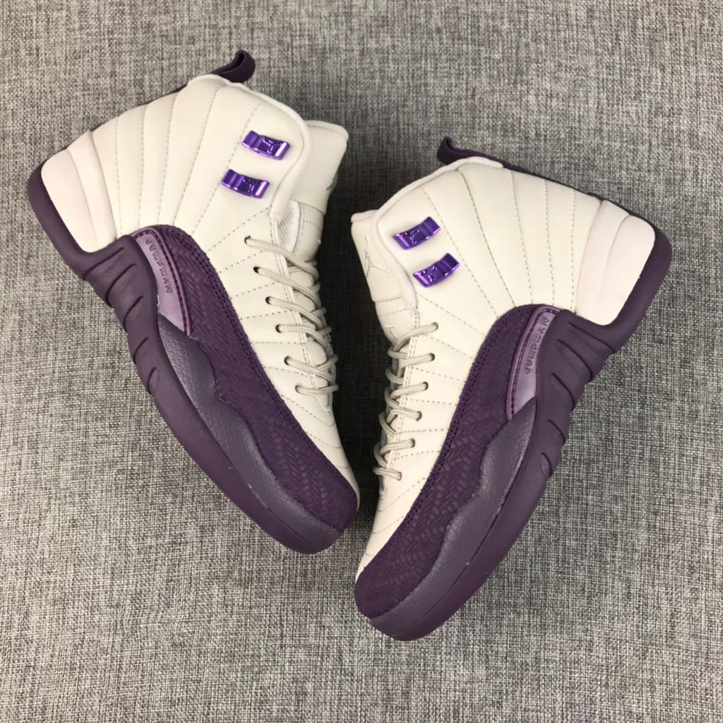Air Jordan 12 White Purple Sneakers 510815-001 - product image from the listing.