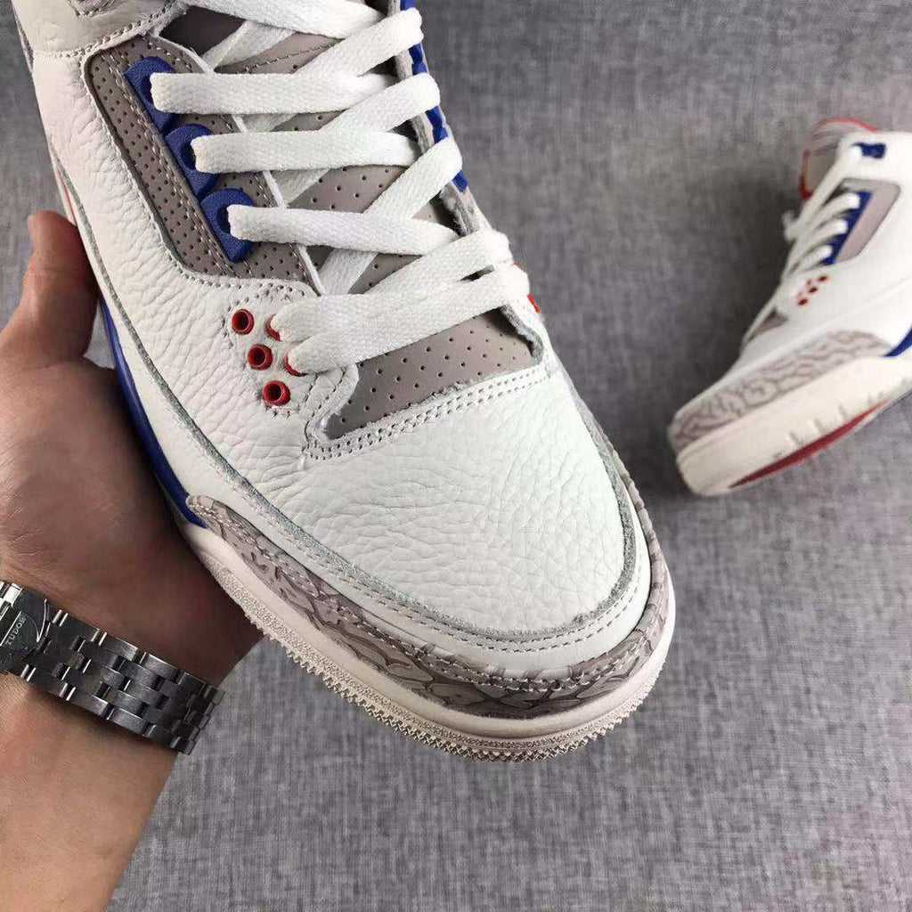 Air Jordan 3 Independence Day Basketball Sneakers in White - product image from the listing.